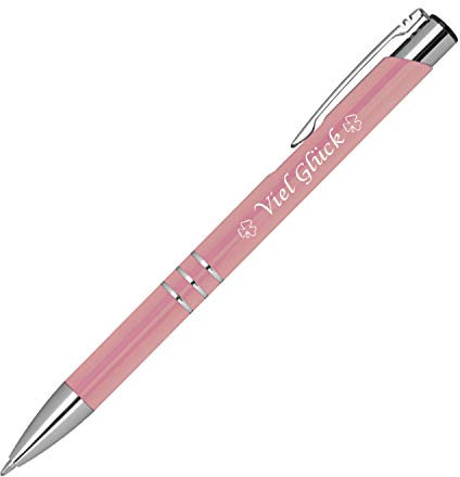 Kugelschreiber mit Gravur Viel Glück / aus Metall / Farbe: rose'