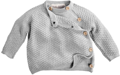 Bio Baby Jacke Schlüttli Strick 100% Bio-Baumwolle (KbA) GOTS zertifiziert, Hellgrau Melange, 74/80