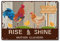 CREATCABIN Rise and Shine Mother Metal Tin Sign Cluckers Chicker Chicken Eggs Funny Hen Rooster Bathroom Quote Vintage Sign for Farm Farmhouse Home Kitchen Cafe Wall Deocr, 8 x 12 Inch