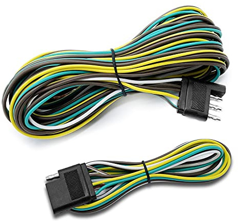 LIMICAR Trailer Wiring Harness Kit, 25ft Trailer Wire, Trailer Wiring Harness with 4 Flat Extension Connector, 4 Pin Flat Wishbond Trailer Wiring for Utility Boat Trailer Light Kit