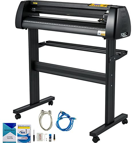 VEVOR 870mm Vinyl Schneideplotter 34Inch 3 Klingen Plottermaschine Vinyl Cutter Plotter Folienplotter Foliendrucker Profi Plotter Cutting mit Signmaster Software mit Ständer für Schilder Papierzufuhr