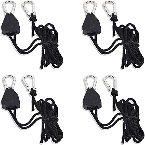 Floatdream 4 Stücke Einstellbare Seilratsche, Ratchet Hanger, Abspannseil Seilspanner, für Pflanzenfächer, leichte Zimmerpflanzen, Campingzelte, Markisen.(Schwarz)