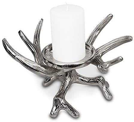 Kerzenständer Kerzenhalter Geweih aus Aluminium Tischdeko Leuchter (26 cm)