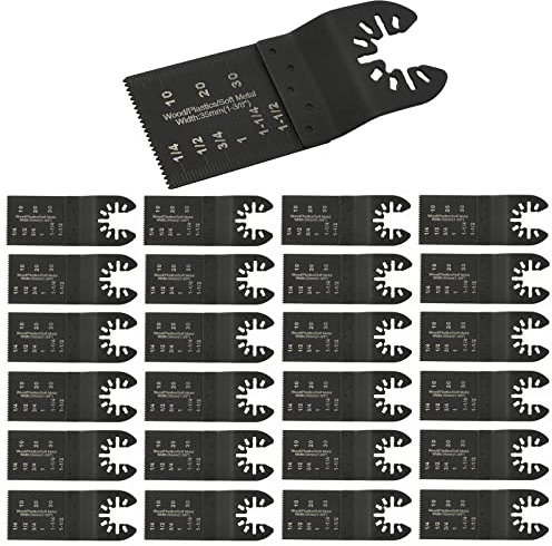 Ettonsun 25Pcs Universal Wood Oscillating Multitool Saw Blades Quick Release Oscillating Tool Blades Fit Fein Multimaster Ryobi Makita Rockwell Porter Cable Black&Decker Bosch Craftsman and More