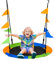 Outsunny Balançoire nid d'oiseau Ronde balançoire Panier Ø 100 cm pour Enfant et Adulte 2 Anneaux Inclus Poids Max. 80 kg métal époxy PP Oxford Haute densité Drapeaux Multicolores