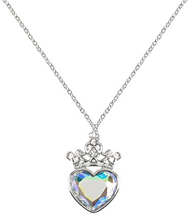 Disney Collar con colgante de corazón y cristal de la princesa CF01102RRML-B.PH, latón, Latón