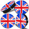 Biomar Labs® 4 x 60mm 3D Wheel Hub Centre Caps UK GB Union Jack United Kingdom England British National Flag Silver Black Center Rims C 69