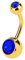 Piercingfaktor Bauchnabelpiercing Chirurgenstahl Bauch Bauchnabel Piercing Banane Stecker Anhänger mit Doppel Kristall Gold Blau 5mm x 8mm