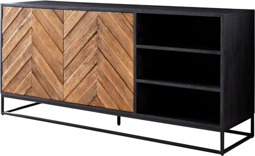 DELIFE Kommode Famke Mango Teak 145 cm 2 Türen 3 Fächer Sideboard