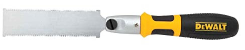 DeWALT Mini Trim Saw 130 mm, 22-Punk Tooth Geometry, Double-Sided Saw Blade for Sawing Right and Left, Clamping Nut