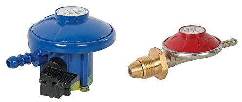Silverline 940053 Butane Clip-On Regulator 29mbar 21 mm & 772190 Low Pressure Propane Gas Regulator 37mbar