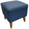 XHALERY Hocker aus Massivholz, der Seine Schuhe wechselt, Ledersofa, Ottomane, gepolsterter Fußhocker (Farbe: Dunkelblau, Größe: 35 * 35 * 35 cm)