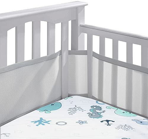 Bettumrandung Babybett,2 Pack Baby Nestchen Bettumrandung,Kopfumrandung Babybett,Atmungsaktive Krippenumrandung,Babybett Atmungsaktiver Kollisionsschutz,Nestchen für Kinderbetten,Babybett Umrandungen