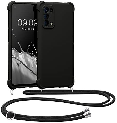 kwmobile Necklace Case kompatibel mit Oppo Find X3 Lite Hülle - Cover mit Kordel zum Umhängen - Silikon Schutzhülle Schwarz