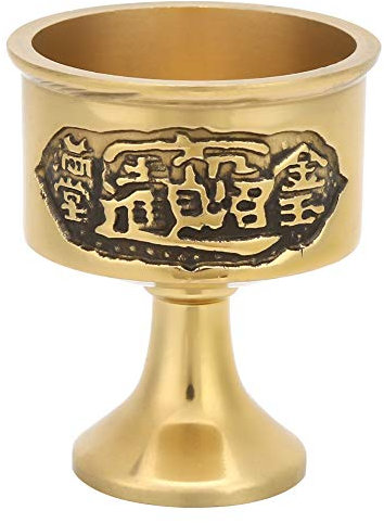 Copa de Sacrificio Budista, Copa de Latón del Cáliz del Cáliz de la Vendimia Ritual del Cáliz de Oro Copa de Agua de Ofrecimiento Budista Decoración Medieval Escultura del Cáliz Gótico