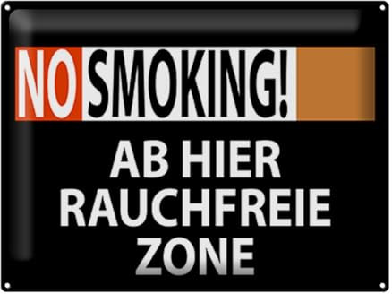 Blechschild 30x40cm gewölbt Hinweis No Smoking Rauchfreie Zone Deko Geschenk Schild