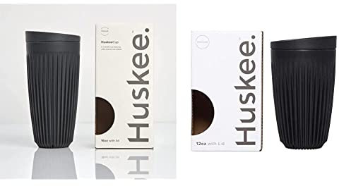 Huskee Cup + Lid Charcoal (16oz) & 12oz Cup & Lid – Single Retail Pack (Charcoal)