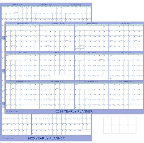 2024 Wandkalender, 61 x 91,4 cm, gefaltet, nass und trocken abwischbar, Wandkalender 12 Monate, jährlicher Jahresplaner, laminierter Kalender 2024, horizontal/vertikal, mit Julianischen Daten