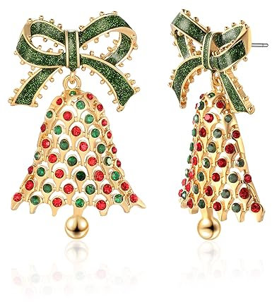 CLASSYZINT Weihnachtsohrringe für Frauen, Weihnachten, Glöckchen, Weihnachtsbaum, Rentier, Lebbart, Mann, Ohrringe, Weihnachtsschmuck für Frauen, Weihnachtsohrringe, Urlaubsparty-Schmuck, Zink, Kein