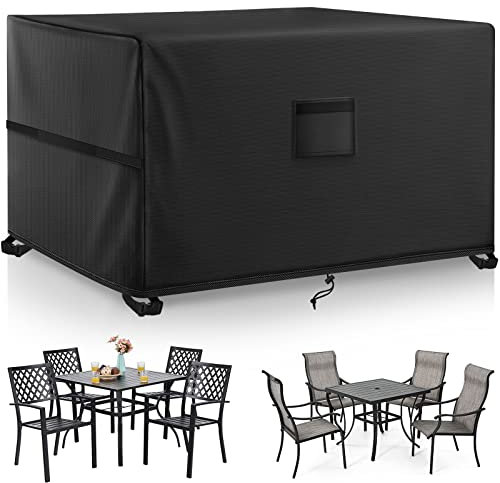 Kovshuiwe - Funda para muebles de jardín (120 x 90 x 74 cm, resistente al viento y a los rayos UV para mesa de terraza, muebles de ratán exterior