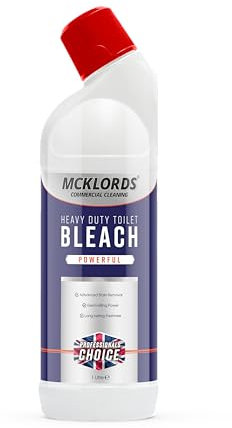 Mcklords Commercial - Toilet Cleaner Bleach | Extra Strong Thick Gel Bleach Disinfectant Liquid | Eliminates Germs & Bacteria - 1 Litre