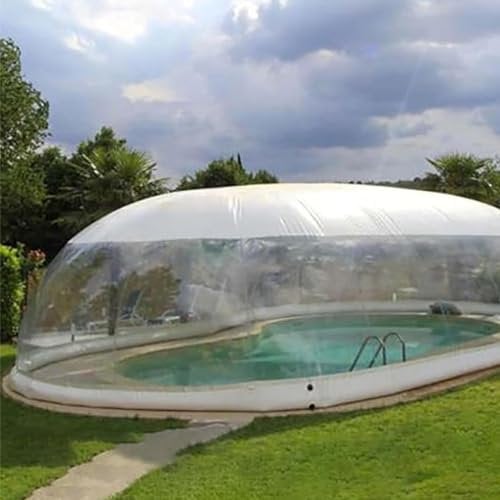GLWJXSD Complete Set of Outdoor Transparent Rectangular Inflatable Cover, Transparent Waterproof Pvc Swimming Pool Dome Cover, Children's Water Park Windproof And Snowproof Pool,9 * 5 * 3M
