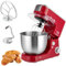 Küchenmaschine, 1000W Küchenmixer Teig-Standmixer, Teigmaschine Rührmaschine Küchengerät mit Rührhaken, Schneebesen, für Smoothies, Pizza, Waffeln, Milchshakes, Brot, Teig, Schlagsahne (Rot)