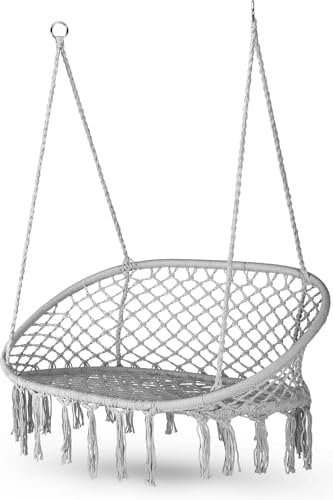 Outtec® XXL Hängesessel Outdoor - bis 200 kg, Hängeschaukel Zweir Personen - 2-Sitzer Sessel zum Aufhängen - Hängekorb, Gartenschaukel, Schaukel für Garten, Terrasse, Balkon - Boho