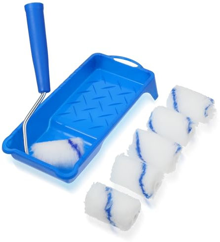 Paint Roller Kit, 8 Pack 2 Inch Paint Brush Microfiber Paint Roller Cover Set Small Paint Roller with Tray and Roller Frame for Painting Cabinets Furniture Stenciling Art Crafts