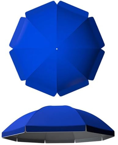 IMUNKT Outdoor-Sonnenschirm Ersatz Stoff, 180/200/220/260/300cm, Rund Sonnenschirm Ersatzbezug, 8/10 Rippen Strandschirm Ersatztuch, Überdachung Für Garten, Terrasse, Innenhof, Pool(Blue,200cm/8 Ribs)