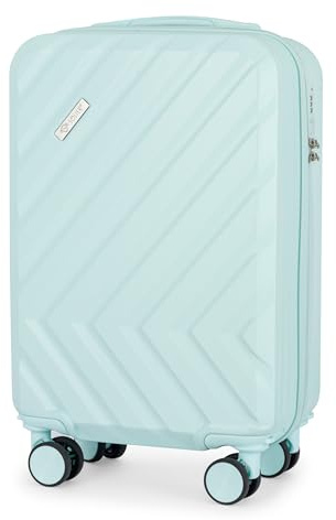 Solier Hartschalen Reisegepäck Koffer Reisekoffer – Koffer mit 4 Rollen - Rollkoffer mit Zahlenschloss - Hardcase Flugkoffer Reisetrolley (Minze, Bordkoffer S 26L)