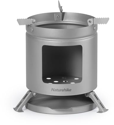 Naturehike Mini Stufa a Legna al Titanio Pieghevole Portatile da Campeggio Compatta e Leggera per Cucinare All'Aperto Zaino Escursioni