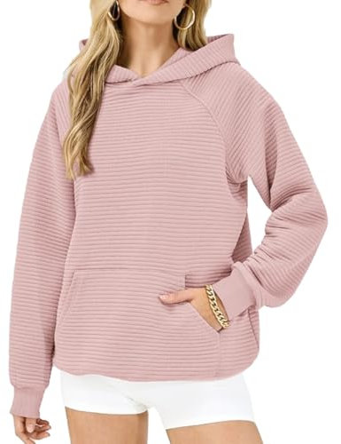 GRMLRPT Felpa con Cappuccio Donna Casual Classico Hoodie Sportiva Tinta Unita Felpa Primavera Autunno Giacca a Maniche Lunghe con Tasche(Rosa,XXL)