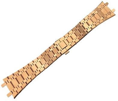QTYQWC Schwarzes Gold-Silber-Uhrenarmband 21 mm 26 mm für Männer und Frauen, komplett aus Edelstahl, kompatibel mit AP ROYAL Oak-Armband, Faltschließe