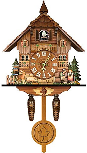 Kuckucksuhr Pendeluhr Wanduhr, Braune Vintage Kuckucksuhr Vogel flatternde Kuckucksuhr Moderne Kuckucksuhr mit einstellbarer Lautstärke Batteriebetriebene Pendel-Kuckucksuhr Für Haus, Wohnzimmer, Büro