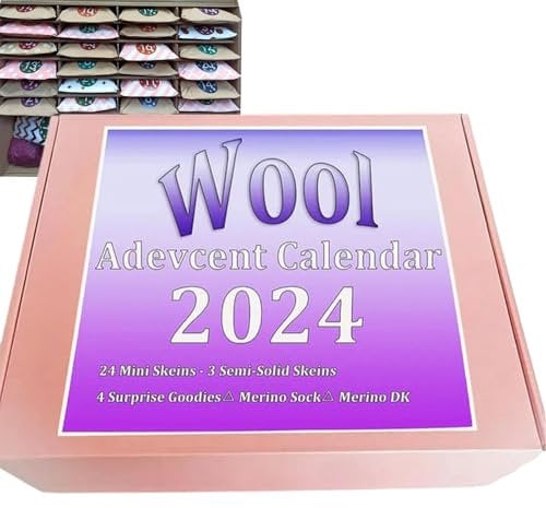 Wolle Adventskalender 2024 | 24-Tage-Countdown-Kalender für Maschenmacher | Handgefertigter Garnkalender für Strickliebhaber