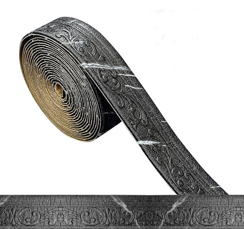 Yunlaishaocer Zierleisten Selbstklebend Schwarz und Weiß 10mx8cmx5cm, stuckleisten selbstklebend Wasserfester, Stuckleisten Wand, Bordüre Selbstklebend Geeignet für Flure, Wandgemälde, Decken, Ecken