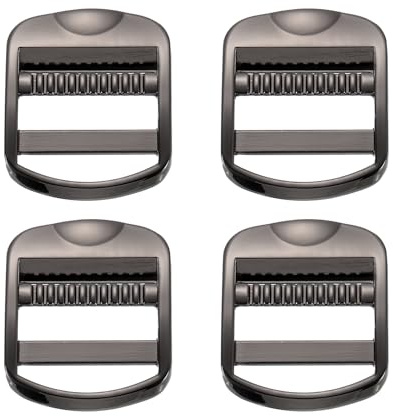 SUIKIHUM 4 Pack Metal Ladder Lock Buckles, 1 1/4 Inch Tri-Glide Lock Slider Buckle Adjustable, Strap Release Buckles Zinc Alloy for Backpack Strap Accessories, Gunmetal