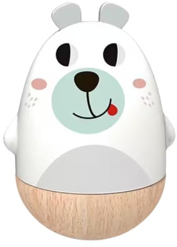 Toys R Wood® Baby Holzspielzeug ab 1 Jahr | Musikalisches Stehaufmännchen aus Holz mit Dreh- & Schaukelfunktion | FSC-zertifizierte Montessori Aufziehfigur | Lernspielzeug mit Einschlafmelodie