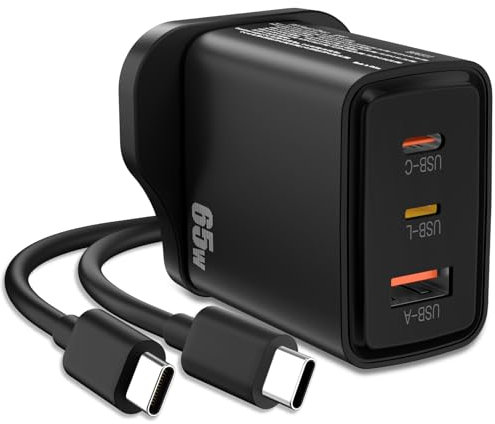 65W USB C Fast Charger Plug for MacBook Pro Air, ACAGET 3 Port Laptop Charger for Lenovo ThinkPad Yoga for HP for Dell for Asus for Acer for Samsung Chromebook S25 for iPhone 16 15,1.8M USB C Cable