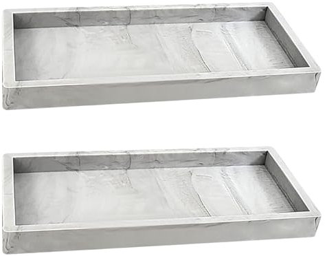 Badezimmertablett 2pcs Silikon Waschtisch 7, 8 x 4 Zoll bruchsichere Seife und Schwammhalter Küchenspüle Organisator für Peeling, Schmuck, Keys Marmor Venen Eitelkeit
