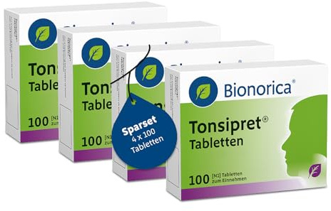 Tonsipret® Tabletten im Sparset 4 x 100 Stück – Pflanzliche Hilfe bei Halsschmerzen und Rachenentzündung, 400 Stück