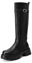 QUEEN HELENA Stivali Alti Platform con Tacco Basso Donna X33-65 (Nero, Taglia unica, Sistema Taglie Calzature EU, Adulto, Donna, Numero, Media, 36)