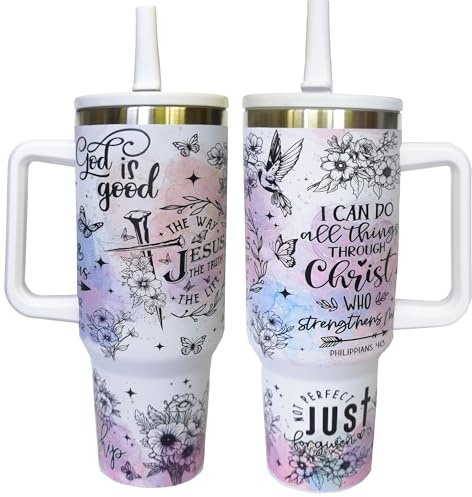 Xinvast Jesus Tumbler, Christian Gifts for Women, Mom, Inspirational Religious Faith Stainless Steel Insulated Cup Travel Mugs 40 Oz