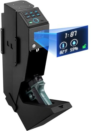 VEVOR Gun Safe, Slider Handgun Gun Safe with Screen, Fingerprint/Password/Key, 3-Way Quick Access Firearm Case Box with LED for 1 Pistol & Magazine, Mounted Gun Box for Nightstand Bedside Desk Car