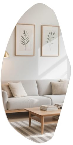 SEHAUSEU Spiegel Asymmetrischer Groß Wandspiegel Ohne Rahmen Designerspiegel 100 * 50cm Unregelmäßiger Badezimmerspiegel Badspiegel Dekospiegel für Bad Flur Wohnzimmer