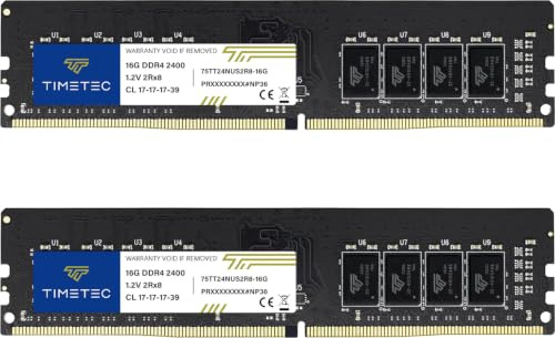 Timetec Elite 32GB KIT(2x16GB) DDR4 2400MHz PC4-19200 Non-ECC Unbuffered 1.2V CL17 2Rx8 Dual Rank 288 Pin UDIMM Desktop PC Computer Memory RAM Upgrade (32GB KIT(2x16GB))