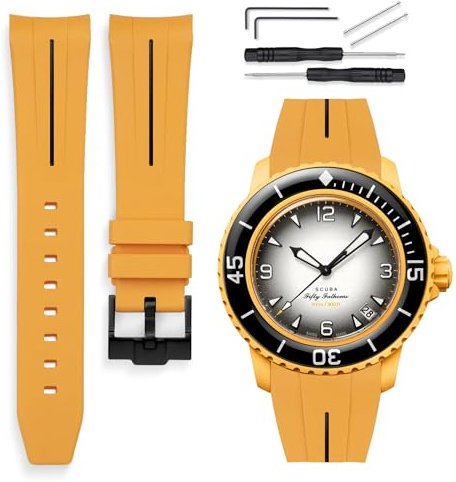 HORACE Bracelet de montre 22 mm en Silicone Liquide – Compatible Blancpain x Swatch Scuba Fifty Fathoms – Kit de montage inclus