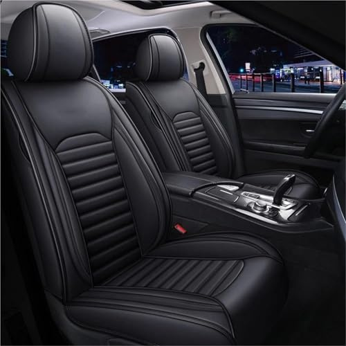 Sitzbezügesets Autositzbezüge Aus Leder Für Peugeot 3008 206 508 308 307 407 207 2008 208 406 301 607 Vorder- Und Rücksitzkissen Autozubehör Auto-Sitzbezüge(Black Front)