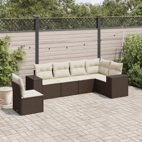 kithwjll 6-teiliges Gartenmöbel Set mit Loungegruppe aus Polyrattan für Terrasse Balkon mit modularer Eckcouch, Sitzgruppe, wetterfesten Kissen und Tisch, ideal für entspannte Stunden im Außenbereich